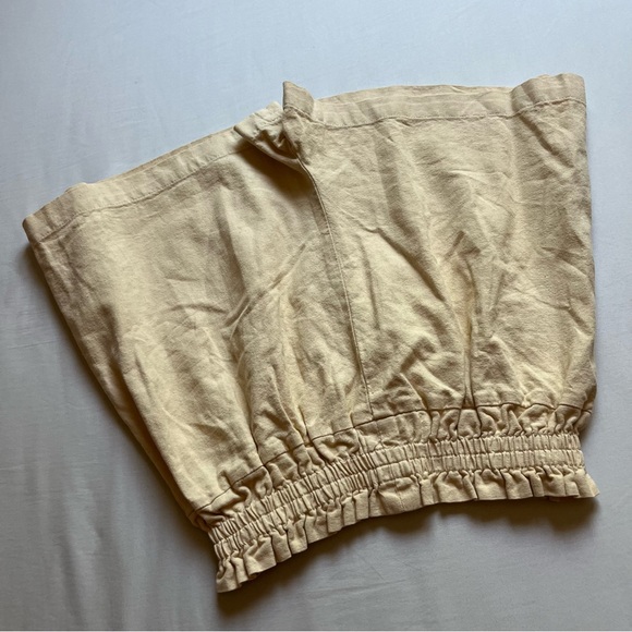 SOL SISTER cream beige linen high rise paper bag shorts - Picture 3 of 5
